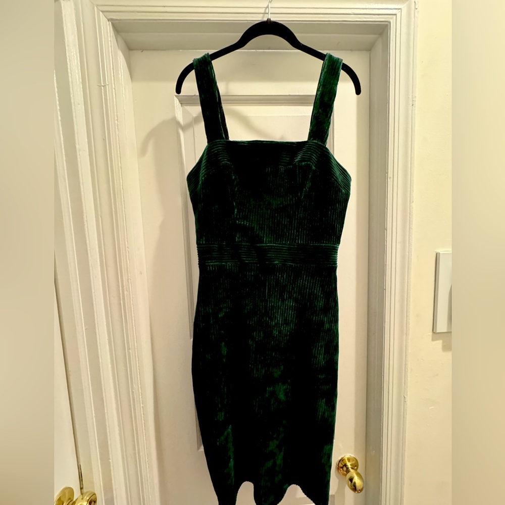 Amanda Uprichard emerald corduroy midi dress size medium